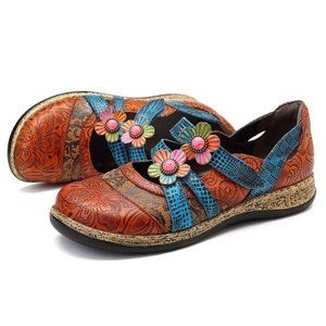 Cute Colorful Mary Jane's Retro Stitched Floral